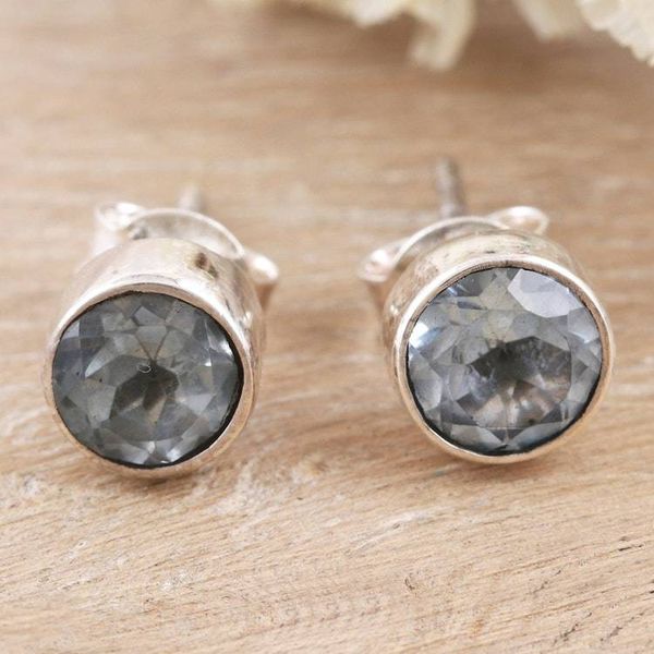 Alternate image for Classic Blue Topaz Stud Earrings in Sterling Silver Essence of Glamour