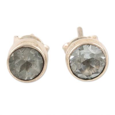 Alternate image for Classic Blue Topaz Stud Earrings in Sterling Silver Essence of Glamour
