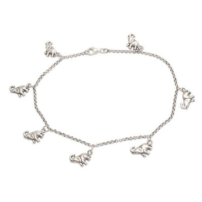 Alternate image for Sterling Silver Elephant Charm Ankle Bracelet Charming Elephants