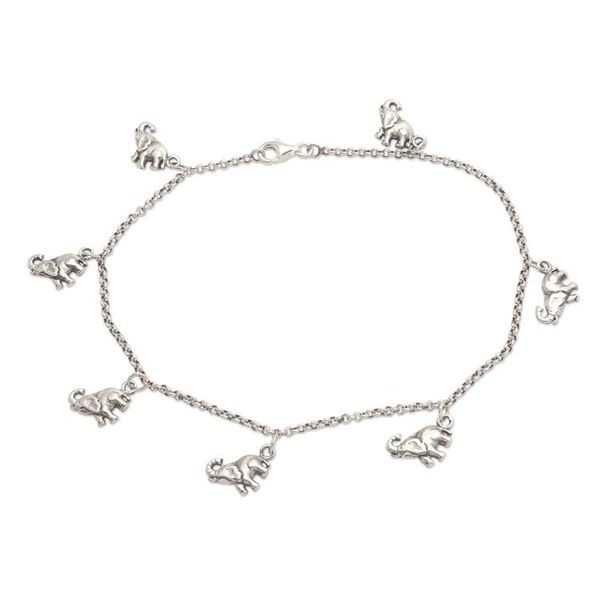 Alternate image for Sterling Silver Elephant Charm Ankle Bracelet Charming Elephants