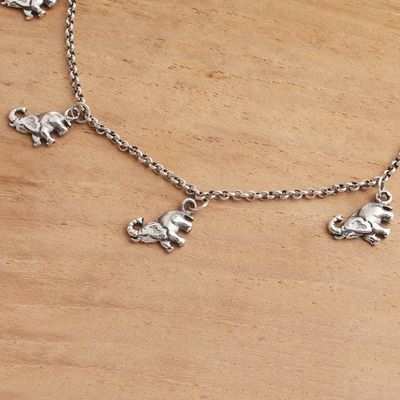 Alternate image for Sterling Silver Elephant Charm Ankle Bracelet Charming Elephants