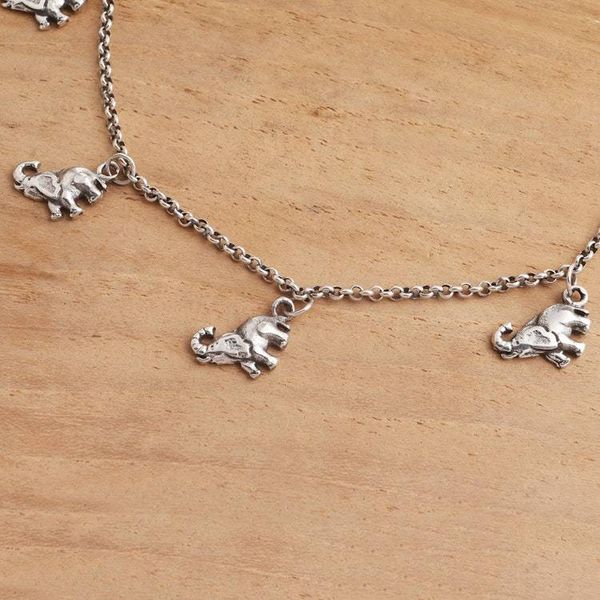 Alternate image for Sterling Silver Elephant Charm Ankle Bracelet Charming Elephants