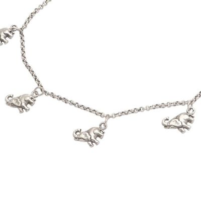 Alternate image for Sterling Silver Elephant Charm Ankle Bracelet Charming Elephants