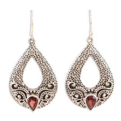 Alternate image for Drop-Shaped Garnet Dangle Earrings from India Glorious Delight