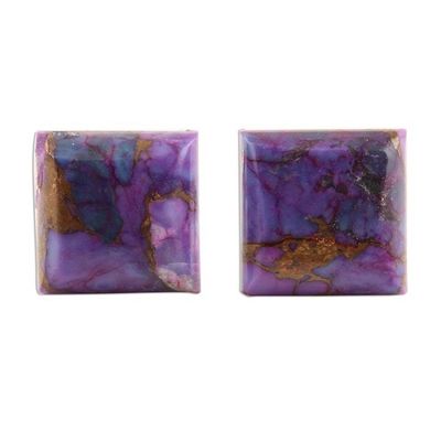 Alternate image for Square Purple Composite Turquoise Stud Earrings from India Contemporary Corners