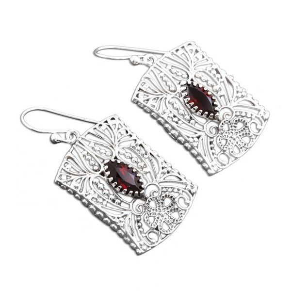 Alternate image for Openwork Pattern Garnet Dangle Earrings from India Gorgeous Frames