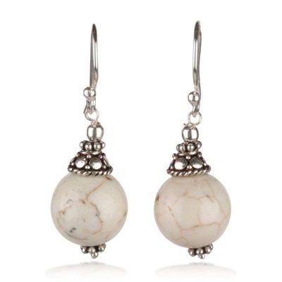 Alternate image for White Agate Sterling Silver Dangle Earrings from India Sublime Glow