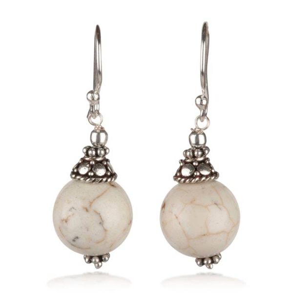 Alternate image for White Agate Sterling Silver Dangle Earrings from India Sublime Glow
