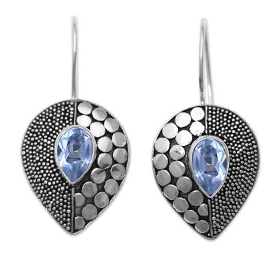 Alternate image for Balinese Fair Trade Silver and Blue Topaz Earrings Azure Sincerity