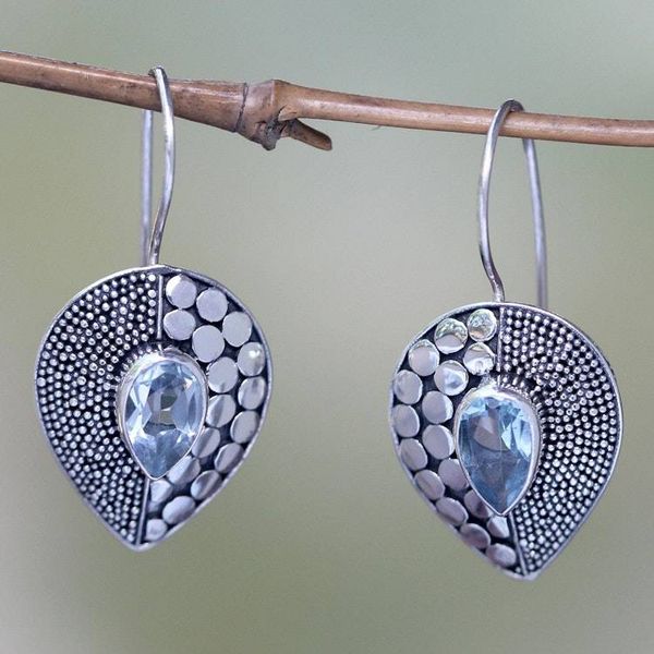 Alternate image for Balinese Fair Trade Silver and Blue Topaz Earrings Azure Sincerity