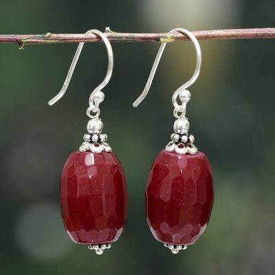 Alternate image for Ruby-Hued Agate Sterling Silver Dangle Earrings from India Imperial Glow