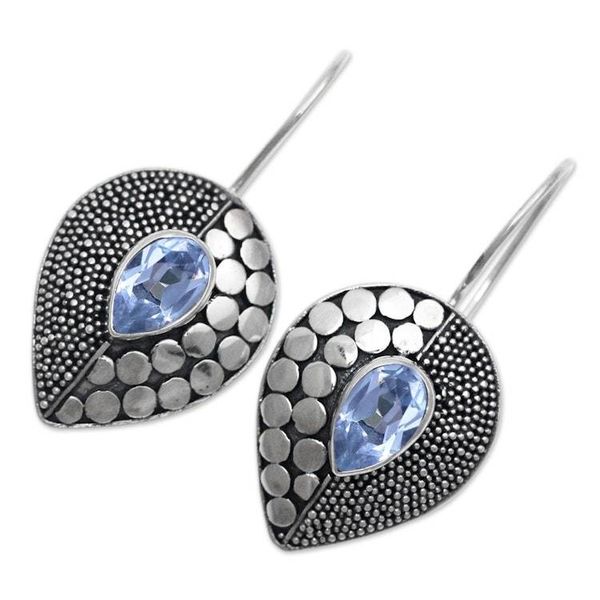 Alternate image for Balinese Fair Trade Silver and Blue Topaz Earrings Azure Sincerity