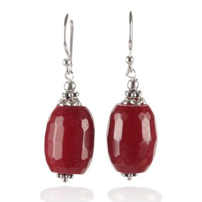 Alternate image for Ruby-Hued Agate Sterling Silver Dangle Earrings from India Imperial Glow