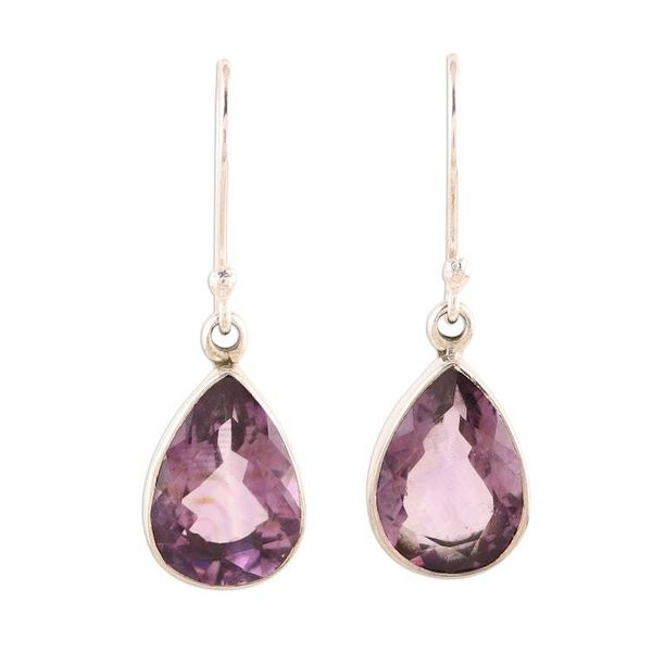 Alternate image for 9-Carat Teardrop Amethyst Dangle Earrings from India Purple Glimmer