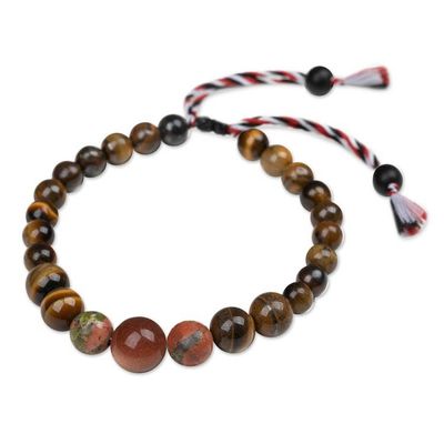 Alternate image for Yoga Tridatu Mens Onyx Tigers Eye Unakite Pendant Bracelet Tridatu Protection