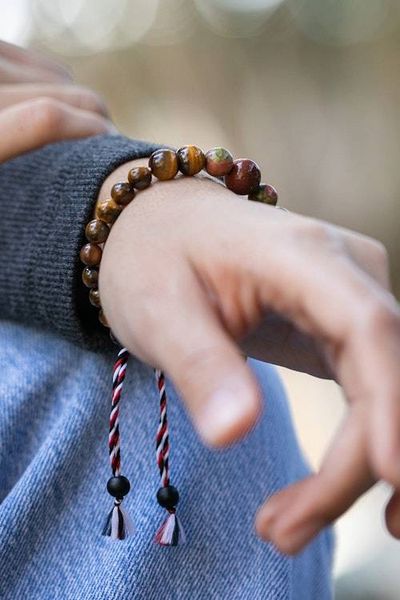 Alternate image for Yoga Tridatu Mens Onyx Tigers Eye Unakite Pendant Bracelet Tridatu Protection