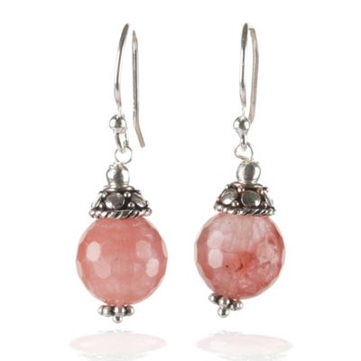 Alternate image for Sterling Silver Dangle Earrings with Pink Agate Stones Blush Light