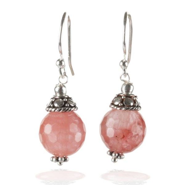 Alternate image for Sterling Silver Dangle Earrings with Pink Agate Stones Blush Light