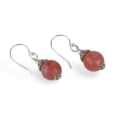 Alternate image for Sterling Silver Dangle Earrings with Pink Agate Stones Blush Light