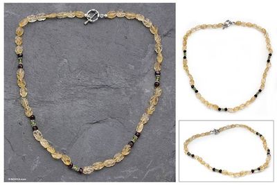 Alternate image for Citrine and garnet beaded necklace Golden Autumn