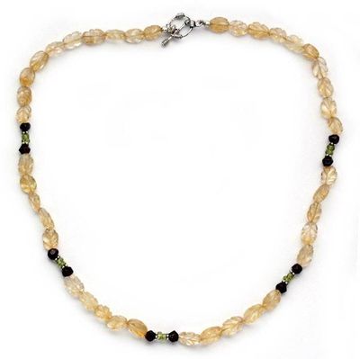 Alternate image for Citrine and garnet beaded necklace Golden Autumn