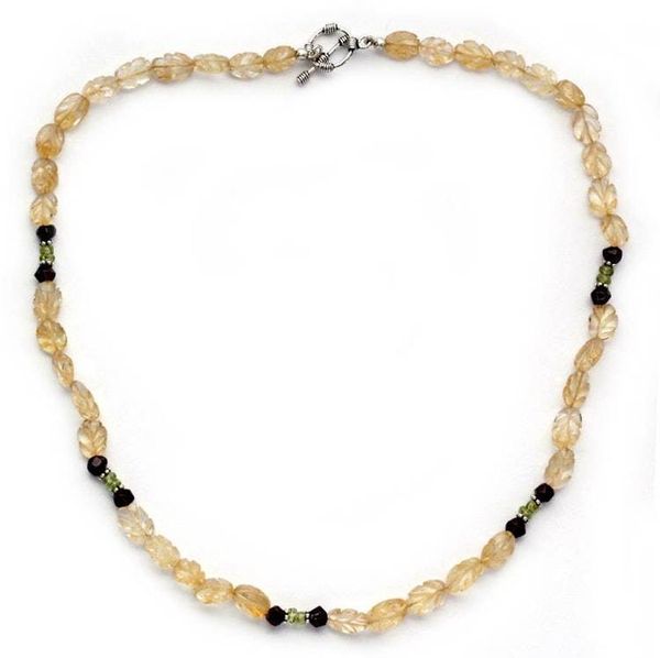 Alternate image for Citrine and garnet beaded necklace Golden Autumn