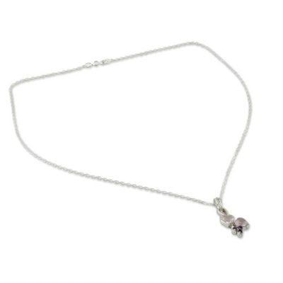 Alternate image for Romantic Rose Quartz and Amethyst Sterling Silver Necklace Celebrate Love