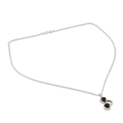 Alternate image for Garnet and Sterling Silver Heart Necklace Romantic Triad