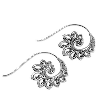 Alternate image for Sterling Silver Drop Earrings Spiral Motif from Indonesia Spiral Buds