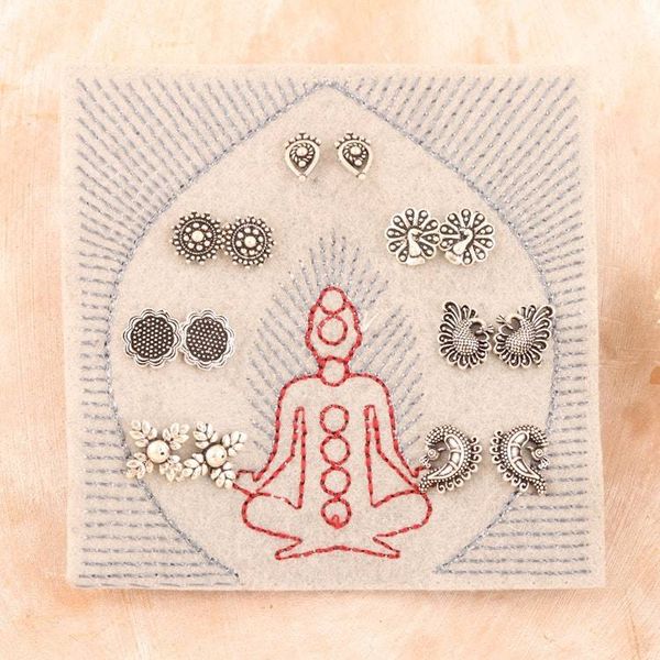 Alternate image for Set of 7 Traditional Sterling Silver Stud Earrings Traditional Chakras