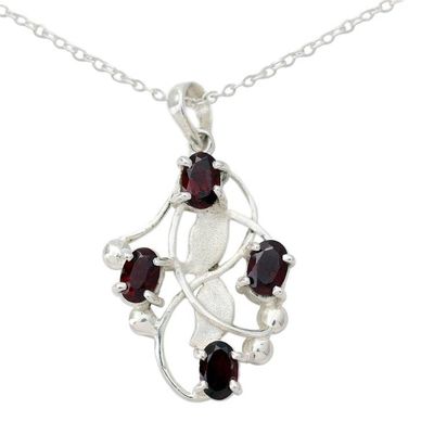 Alternate image for Artisan Crafted Silver and Garnet Pendant Necklace Fire Berries