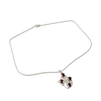 Alternate image for Artisan Crafted Silver and Garnet Pendant Necklace Fire Berries