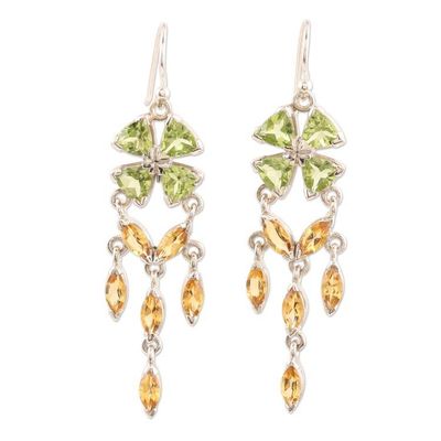 Alternate image for Handmade Peridot and Citrine Dangle Earrings from India Chandelier in Green