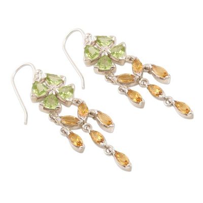 Alternate image for Handmade Peridot and Citrine Dangle Earrings from India Chandelier in Green