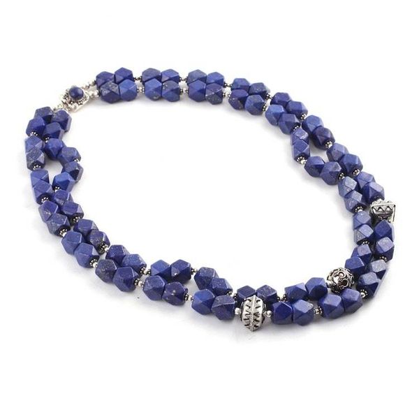 Alternate image for Sterling Silver Lapis Lazuli Beaded Necklace from India Royal Whisper