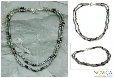 Alternate image for Labradorite and garnet necklace India Twilight