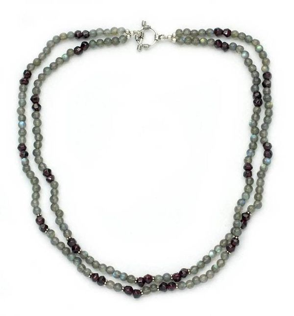 Alternate image for Labradorite and garnet necklace India Twilight