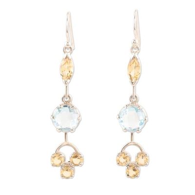 Alternate image for Artisan Crafted Citrine and Blue Topaz Dangle Earrings New Dream in Blue