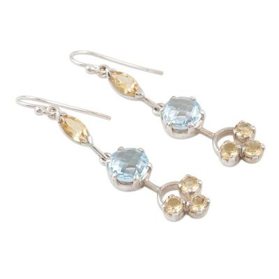 Alternate image for Artisan Crafted Citrine and Blue Topaz Dangle Earrings New Dream in Blue