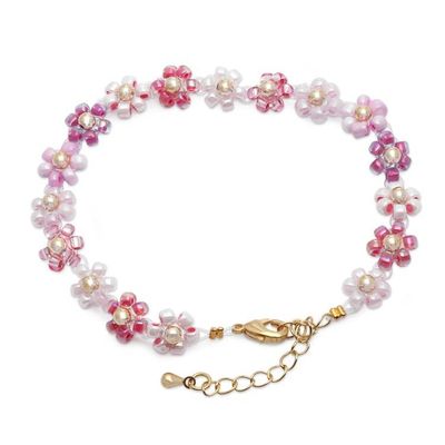 Alternate image for Floral Adjustable Pink and Purple Crystal Beaded Bracelet Graceful Petals