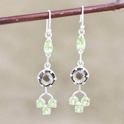 Primary image for Peridot and Smoky Quartz Dangle Earrings from India New Dream in Green