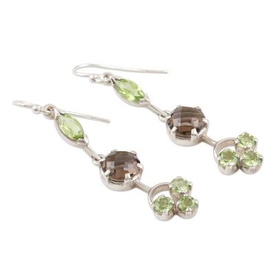 Alternate image for Peridot and Smoky Quartz Dangle Earrings from India New Dream in Green