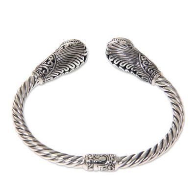Alternate image for Bali Handcrafted Hinged Silver Blue Topaz Cuff Bracelet Empress of Gelgel