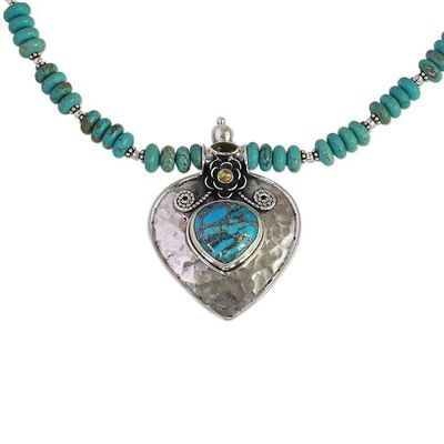 Alternate image for Citrine and Composite Turquoise Heart Pendant Necklace Heartfelt Bloom
