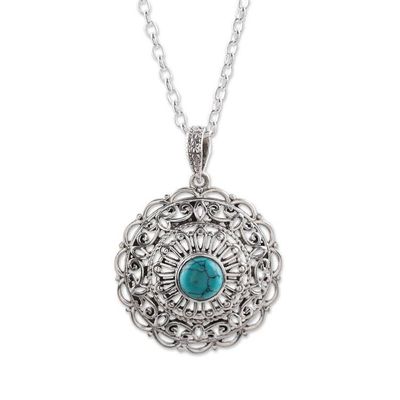 Alternate image for Jali Pattern Sterling Silver and Comp. Turquoise Necklace Classic Jali