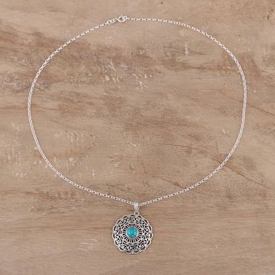 Alternate image for Jali Pattern Sterling Silver and Comp. Turquoise Necklace Classic Jali