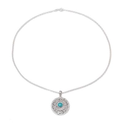Alternate image for Jali Pattern Sterling Silver and Comp. Turquoise Necklace Classic Jali