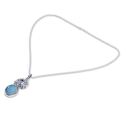 Alternate image for Handcrafted Blue Chalcedony and Topaz Pendant Necklace Harmonious Blue