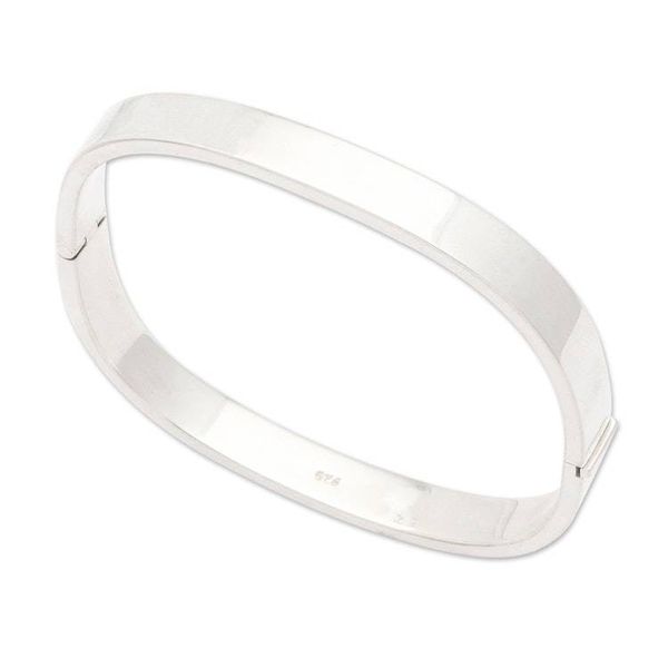 Alternate image for Polished Sterling Silver Bangle-Style Wristband Bracelet Glam and Glow