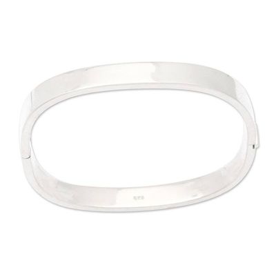 Alternate image for Polished Sterling Silver Bangle-Style Wristband Bracelet Glam and Glow